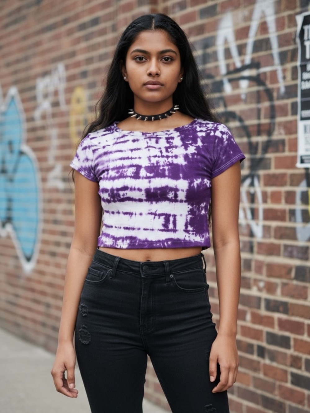 Brandy Melville Purple tie-dye baby crop tee small medium